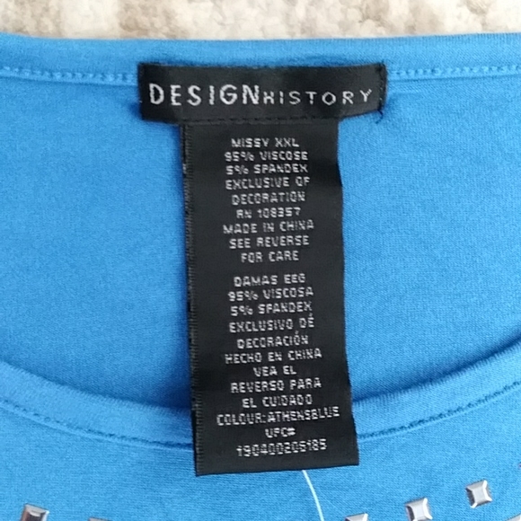 NEW Design History Studded Viscose High Low Top XXL Athens Blue - Picture 2 of 14